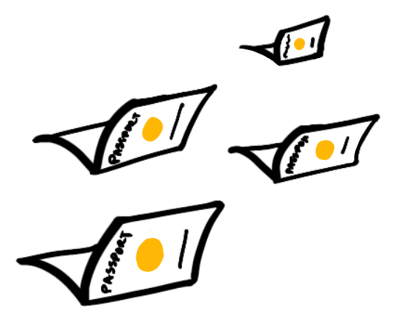 flying passports with yellow detail